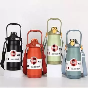 680 мл/1000 мл/1300 мл термос из нержавеющей стали, портативная термокружка, термобутылка большой емкости с стаканом, спортивная чашка, новинка 680ML чёрный