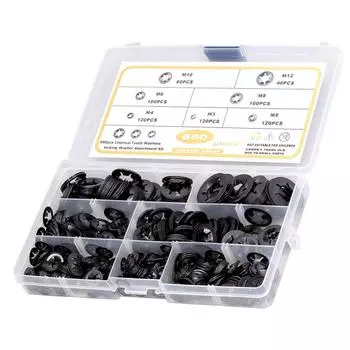 680 шт. стопорных шайб, плоских стопорных шайб с внутренними зубьями, набор из углеродистой стали M3?M12