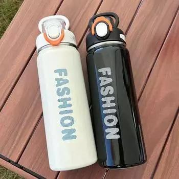 680ML 316 Stainless Steel Thermos Cup with Bouncing Straw Portable Insulated Outdoor Sports Water Cup Fitness Water Bottle 680ml чёрный