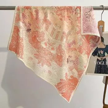 68*68 см квадратный платок для головы и шеи - многоцелевая повязка для волос, бандана для сна - для женщин, хлопковая на ощупь 68*68cm розовый