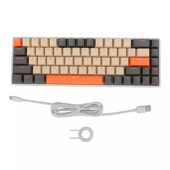 68 Key 60% Mechanical Keyboard RGB Backlit USB C Wired Connection Blue Switch Ergonomic Portable Gam