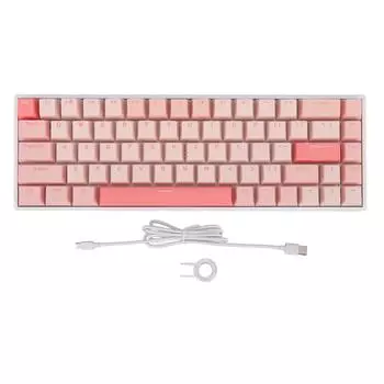 68 клавиш, красная механическая клавиатура с подсветкой RGB, 60 процентов, USB-проводная игровая клавиатура для ПК с