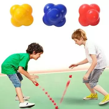 68 мм шестиугольный мяч для реакции, силиконовый мяч для тренировки ловкости, координации, рефлексов, фитнеса, подходит для детей и взрослых синий