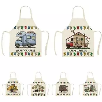 68x55 см эскиз походный кухонный фартук с принтом автомобиля без рукавов пятностойкий хлопковый льняной женский фартук домашние чистящие средства 47x38cm
