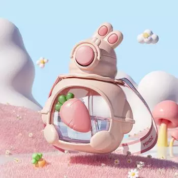 690 мл детская бутылка для воды, мультяшная пластиковая чашка для воды с соломинкой, портативная соломенная чашка с защитой от падения для детей, посуда для питья 690ML