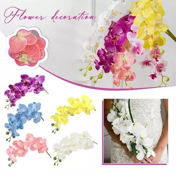 69 см искусственные ветки цветов фаленопсиса настоящие искусственные стебли орхидеи для цветочной композиции свадебная вечеринка украшение дома One Size синий