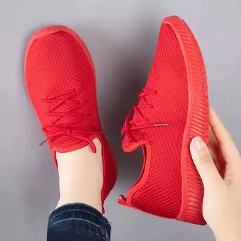 69Wen Повседневная обувь Легкие кроссовки Дышащая сетка Летняя трикотажная вулканизированная обувь Уличная обувь слипоны Носки Большие размеры Теннис 36 красный