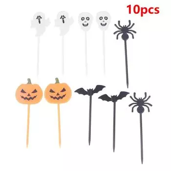 6/10/12 шт. фруктовая вилка мини мультяшная детская закуска торт десерт шпажка зубочистка бенто мини обеды украшение на Хэллоуин 10pcs