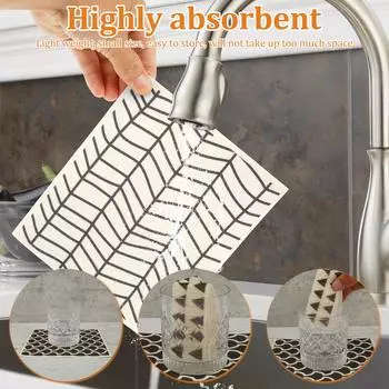6/10/12Pcs Dish Towels Cleaning Cloth Soft Highly Absorbent Swedish Kitchen Reusable Dish Rags Household Wipe Scouring Towels