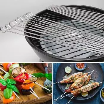 6/10/20 шт. шампуры для барбекю, шампуры для гриля с тканевым мешком, легко чистящиеся палочки для кебаба из нержавеющей стали для мяса, овощей, зефира, фруктов, устойчивые к ржавчине 6pcs