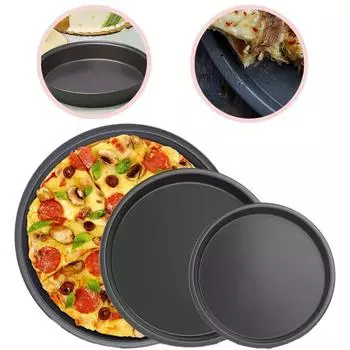 6-10 Inch Non-Stick Pizza Pan Steel Plate Dish Tray Cooking Baking Tool Pizza Pan Oven Tool Kitchen Asscssories for Home-use