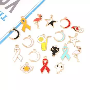 6/10 шт. эмалированная лента с животными, луной и звездами, подвески, кулон, сделай сам, изготовление ювелирных изделий 1720mm 10pcs белый