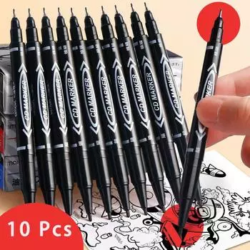 6/10 шт. двухконечный черный синий красный чернильный перманентный маркер для пластика дерева металла стекла маркировки граффити принадлежности для рисования