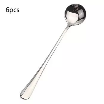 6/10 шт. Ложка для льда из нержавеющей стали с длинной ручкой, кофейная ложка, ложка для перемешивания мороженого, можно мыть в посудомоечной машине, кухонные аксессуары