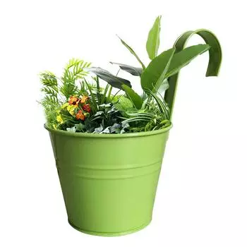 6/10 шт. подвесные цветочные горшки железное ведро для цветов съемный крючок забор подвесные кашпо с дренажным отверстием для балконного ограждения