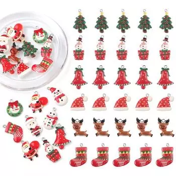 6/10 шт. разноцветные эмалированные подвески рождественской серии, небольшой кулон, рождественские подарки, сделай сам, изготовление ювелирных изделий ручной работы, поиск 15x25mm 6pcs