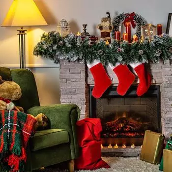 6/10 шт. рождественские чулки плюшевые подвесные носки легкие портативные каминные украшения рождественская елка декор тип 1 17x42x24cm