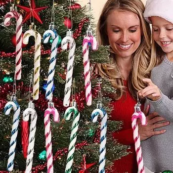 6/10 шт рождественские конфеты тростниковые украшения пластиковые костыли елка подвеска DIY ремесло украшения для праздничного украшения дома