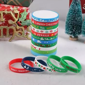 6/10 шт. Рождественский браслет из силикона, браслеты из резинки, браслет Merry Xmas 6Pcs