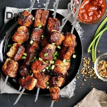 6/10 шт. шампуров для барбекю из нержавеющей стали с сумкой для хранения, кольцевой дизайн, плоская игла для барбекю, металлическая палочка для гриля, сосисок, морепродуктов, овощей 6pcs