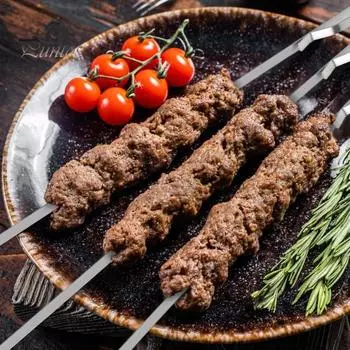 6/10 шт. шампуров для барбекю из нержавеющей стали с сумкой для хранения, кольцевой дизайн, плоская игла для барбекю, металлическая палочка для гриля, сосисок, морепродуктов, овощей 6pcs