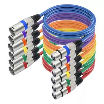 6/10 шт. XLR-XLR микрофонный кабель разноцветные XLR штекер-гнездо микрофонные патч-корды для микрофонного микшера студии звукозаписи подкаст 6Pcs