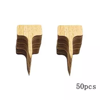 6*10 см 50 шт. этикетки для бамбуковых растений маркеры для огорода Т-образные бирки для растений 10*6cm коричневый древесины