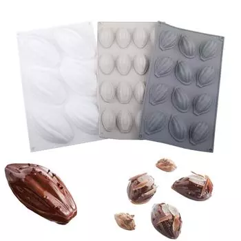 6/12/16 ячеек, дизайн какао-бобов, силиконовая форма для торта, форма для шоколада, инструменты для украшения десертов, пищевая кухонная посуда для выпечки