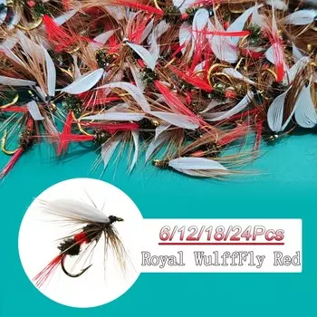 6/12/18/24 шт. Royal WulffFly красная приманка для рыбалки на форель, приманка для мух 6Pcs