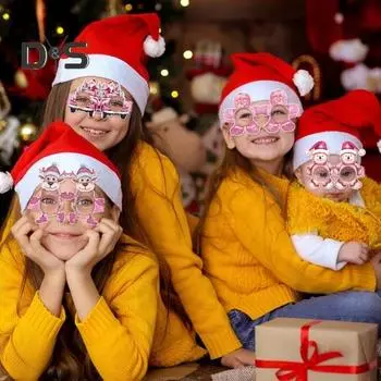6/12/18 шт. рождественские очки праздничные бумажные оправы для очков костюмированные очки для рождественских вечеринок сувениры реквизит для фотобудки 6pcs A