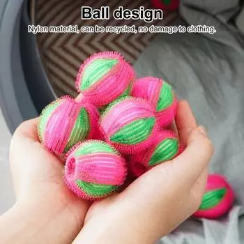 6/12/18 шт. шарики для удаления шерсти домашних животных для стирки многоразовые, экономящие место, диаметр 4 см, предотвращают 6pcs зелёный/розовый