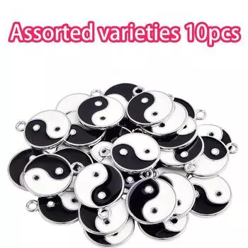 6/12/18 шт. сплава Материал черный/белый Инь Ян Тай Чи Инь Ян Багуа кулон DIY ожерелье браслет изготовление ювелирных изделий 10pcs
