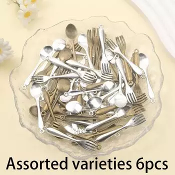 6/12/20 шт. Подвеска в виде вилки или ложки из сплава, подвеска в виде столовой посуды, подвеска на тему кухни, подвеска для самостоятельного изготовления ожерелья, браслета, ювелирных изделий 6pcs