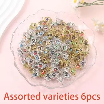 6/12/20 шт. Сплав Хамса Символ Фатимы Подвеска Цветной Макияж Глаз Браслет Хамса Рамка Подвеска Браслет Ожерелье Серьги Изготовление Ювелирных Изделий 6pcs