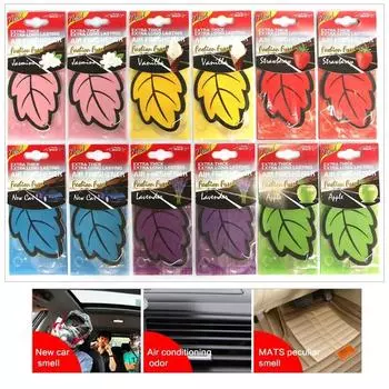6/12/24/48PCS Car Air Freshener Natural Scented Tea Paper Auto Hanging Leaf Shape One-piece Car Decoration Perfume Tablets