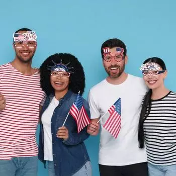 6/12/24 шт., бумажные очки ко Дню независимости, синий узор, белая звезда, полосатый красный, 4 июля B 6pcs