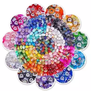 6/12/25 шт., смоляной материал, случайный стиль, большое отверстие, бусина, разноцветная, смешанная, для рукоделия, декоративная бусина, ожерелье, браслет, браслет на лодыжку, ювелирные изделия, аксессуары 6pcs