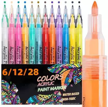 6/12/28 цветов 0,7 мм акриловая краска-маркер Детальная маркировка цветные ручки для краски для холста подходят для DIY 6 pcs