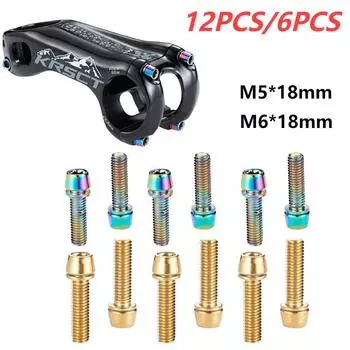 6-12 шт. болтов для выноса руля велосипеда M5x18 мм M6x18 мм, винты для выноса руля MTB, титановые болты для руля велосипеда, винты для подъема выноса руля шоссейного велосипеда MTB