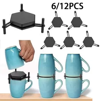 6/12 шт держатель для хранения кофейных кружек регулируемый настольный органайзер для чашек полка кухонный шкаф штабелируемый органайзер для кофейных чашек