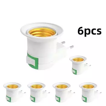 6/12 шт. E27 светодиодная лампа цоколь держатель преобразователь питания современный светодиодный адаптер для лампочек розетка переменного тока 110 В 220 В ЕС вилка переключатель декор EU