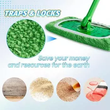 6/12 шт многоразовые микрофибровые насадки для швабры мебель пол подметальная ткань для уборки сменная моющаяся тряпка полотенце для влажной сухой уборки 6pcs зелёный