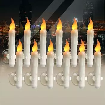 6/12 шт. оконные свечи с присосками мерцающие светодиодные электронные свечи рождественские подсвечники беспламенные светодиодные конические свечи