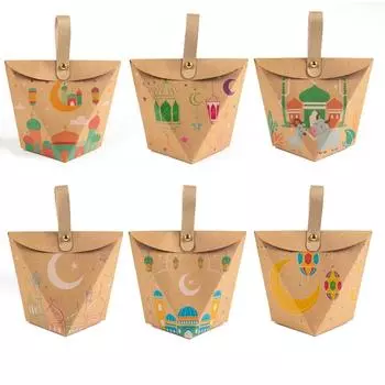 6/12 шт. Подарочные коробки Рамадан Карим, упаковка конфет Moon, исламские мусульманские сувениры для вечеринок, коробки с угощениями, принадлежности для вечеринок Ид Мубарак 6PCS&11x7x7cm