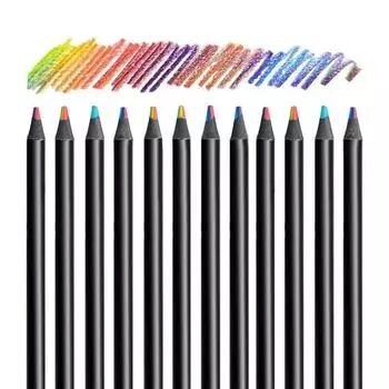 6/12 шт радужные цветные карандаши разноцветные 7 в 1 черные деревянные объемные радужные карандаши товары для рукоделия рисунок раскраска эскизы 6 Pcs