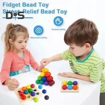 6/12 шт. Радужные шары, игра на сопоставление, логическое мышление, тренировка мелкой моторики, доска для сортировки цветных шаров, обучающая деревянная игрушка для сопоставления разноцветных шаров A 6pcs