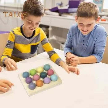 6/12 шт. Радужные шары, игра на сопоставление, логическое мышление, тренировка мелкой моторики, доска для сортировки цветных шаров, обучающая деревянная игрушка для сопоставления разноцветных шаров A 6pcs