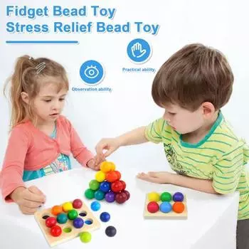 6/12 шт. Радужные шары, игра на сопоставление, логическое мышление, тренировка мелкой моторики, доска для сортировки цветных шаров, обучающая деревянная игрушка для сопоставления разноцветных шаров B 6pcs