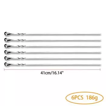 6-12 шт. шампуров для барбекю из нержавеющей стали, набор вилок для шашлыка и барбекю, 41 см, 16,15 дюйма, плоская игла для барбекю, инструменты для гриля на открытом воздухе
