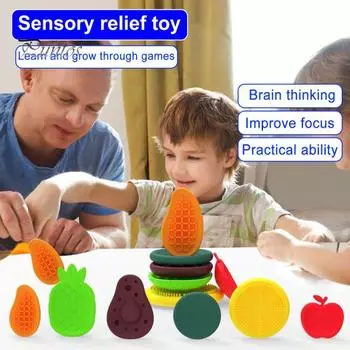 6/12 шт., силиконовый сенсорный камень, игрушка для снятия стресса, портативный, успокаивающий, дорожный, текстурированный, камень для снятия беспокойства, игрушка для детей, подростков, взрослых, подарок A